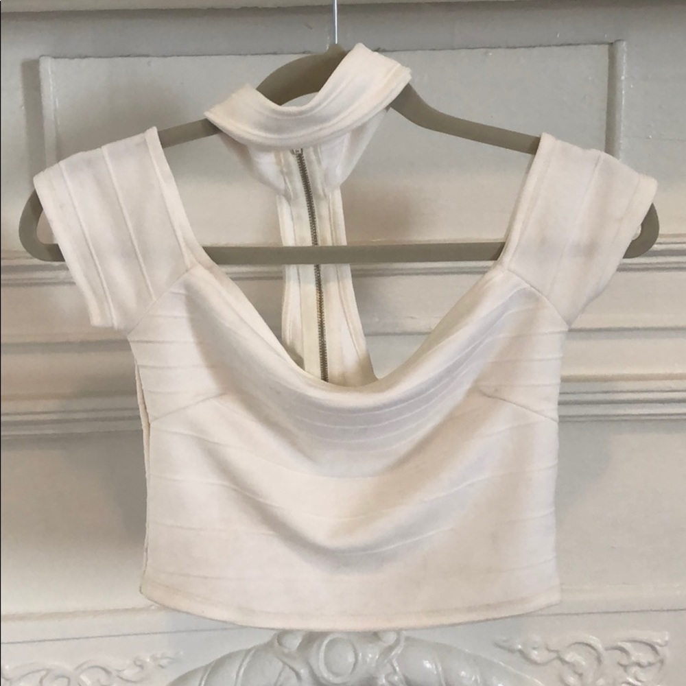 White Necklace Crop Top